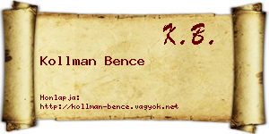 Kollman Bence névjegykártya